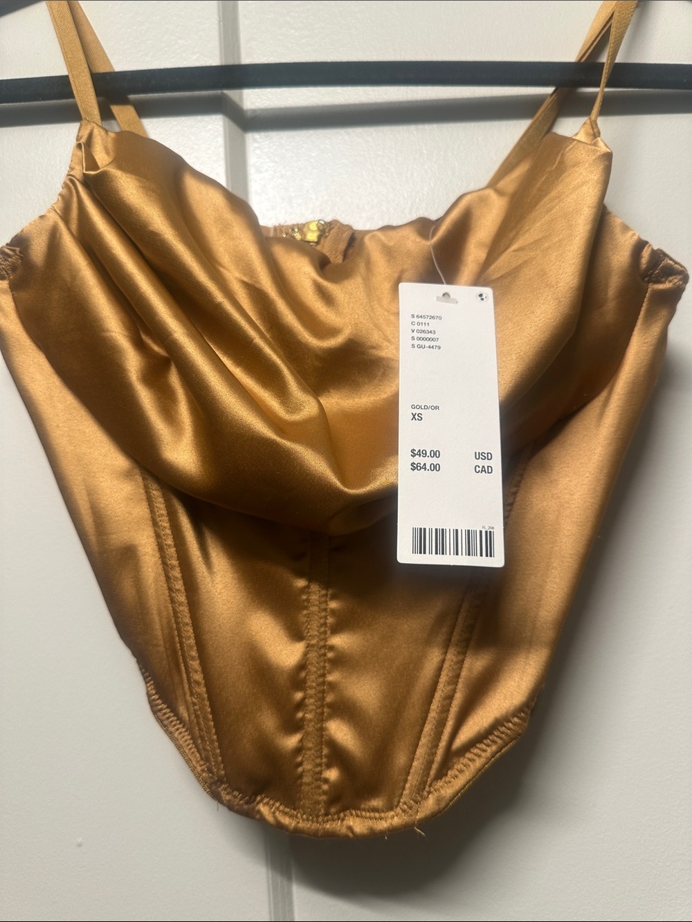 Urban Outfitters Gold Satin Corset Cami Top